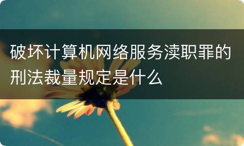 破坏计算机网络服务渎职罪的刑法裁量规定是什么