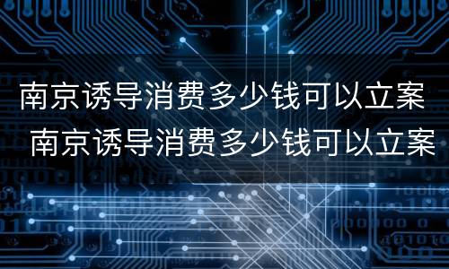 南京诱导消费多少钱可以立案 南京诱导消费多少钱可以立案侦查