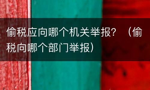 偷税应向哪个机关举报？（偷税向哪个部门举报）
