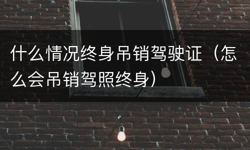 什么情况终身吊销驾驶证（怎么会吊销驾照终身）