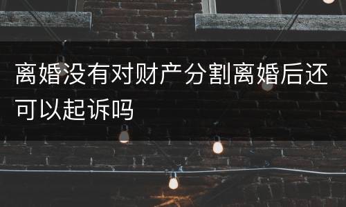离婚没有对财产分割离婚后还可以起诉吗