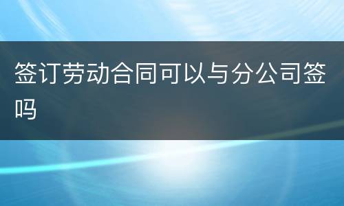 签订劳动合同可以与分公司签吗