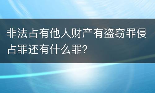 非法占有他人财产有盗窃罪侵占罪还有什么罪？