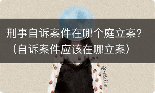 刑事自诉案件在哪个庭立案？（自诉案件应该在哪立案）