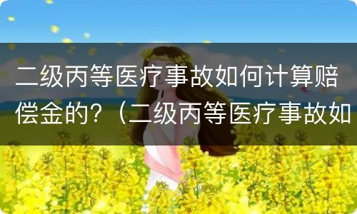二级丙等医疗事故如何计算赔偿金的?（二级丙等医疗事故如何计算赔偿金的比例）