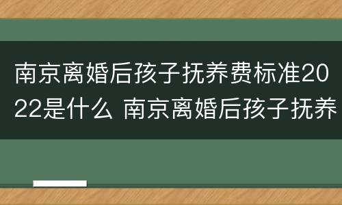 南京离婚后孩子抚养费标准2022是什么 南京离婚后孩子抚养费标准2022是什么样的