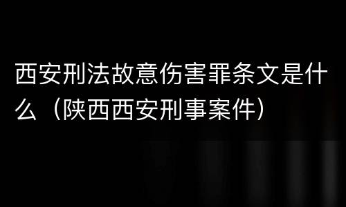 西安刑法故意伤害罪条文是什么（陕西西安刑事案件）