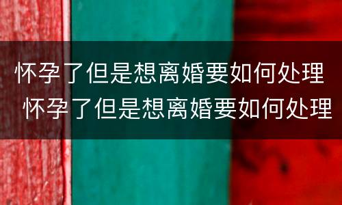 怀孕了但是想离婚要如何处理 怀孕了但是想离婚要如何处理孩子