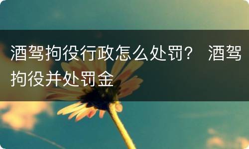 酒驾拘役行政怎么处罚？ 酒驾拘役并处罚金