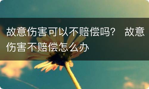 故意伤害可以不赔偿吗？ 故意伤害不赔偿怎么办