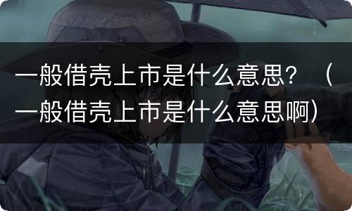 一般借壳上市是什么意思？（一般借壳上市是什么意思啊）