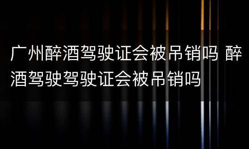 广州醉酒驾驶证会被吊销吗 醉酒驾驶驾驶证会被吊销吗