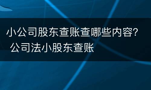 小公司股东查账查哪些内容？ 公司法小股东查账