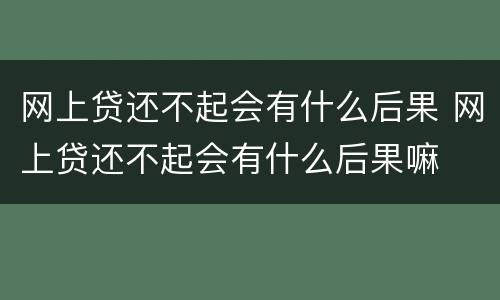 网上贷还不起会有什么后果 网上贷还不起会有什么后果嘛