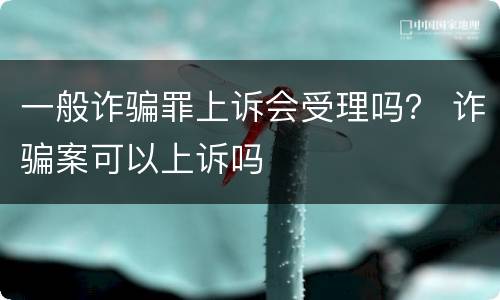 一般诈骗罪上诉会受理吗？ 诈骗案可以上诉吗