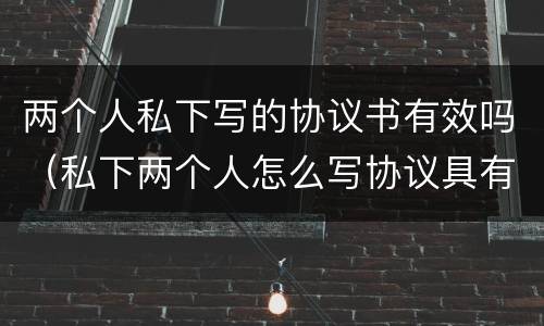两个人私下写的协议书有效吗（私下两个人怎么写协议具有法律效果）