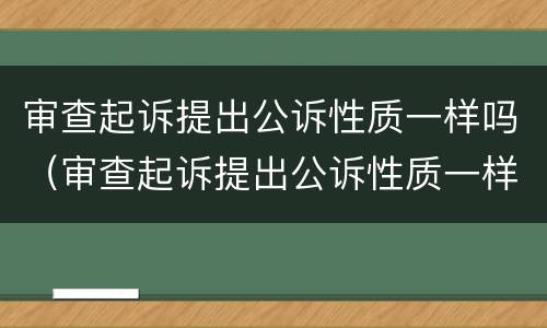 审查起诉提出公诉性质一样吗（审查起诉提出公诉性质一样吗怎么办）