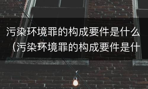 污染环境罪的构成要件是什么（污染环境罪的构成要件是什么呢）
