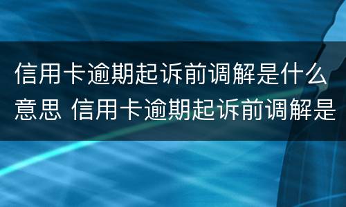 信用卡逾期起诉前调解是什么意思 信用卡逾期起诉前调解是什么意思呀