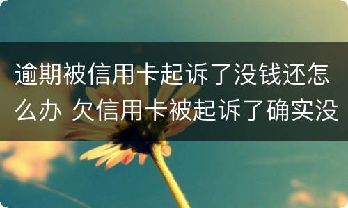 逾期被信用卡起诉了没钱还怎么办 欠信用卡被起诉了确实没有钱还怎么办