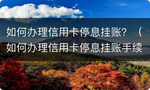 如何办理信用卡停息挂账？（如何办理信用卡停息挂账手续）