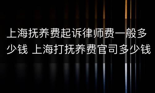 上海抚养费起诉律师费一般多少钱 上海打抚养费官司多少钱