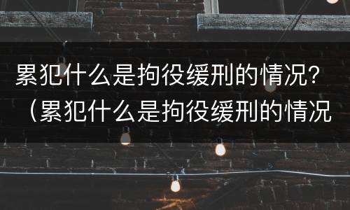 累犯什么是拘役缓刑的情况？（累犯什么是拘役缓刑的情况呢）