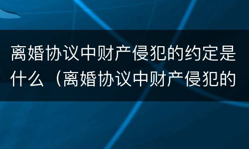 离婚协议中财产侵犯的约定是什么（离婚协议中财产侵犯的约定是什么意思）