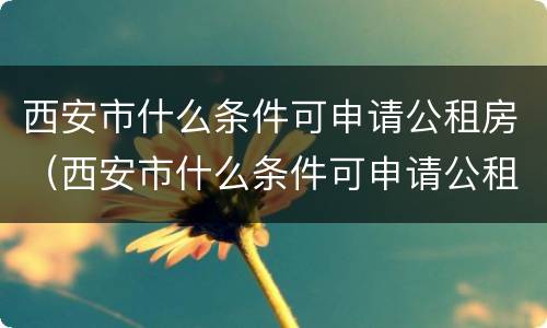 西安市什么条件可申请公租房（西安市什么条件可申请公租房子）
