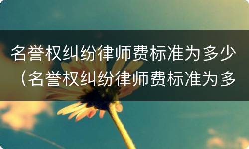 名誉权纠纷律师费标准为多少（名誉权纠纷律师费标准为多少合理）