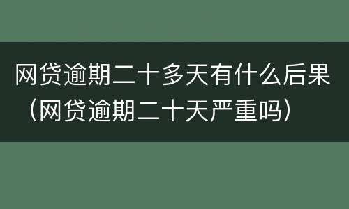 网贷逾期二十多天有什么后果（网贷逾期二十天严重吗）