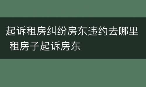 起诉租房纠纷房东违约去哪里 租房子起诉房东