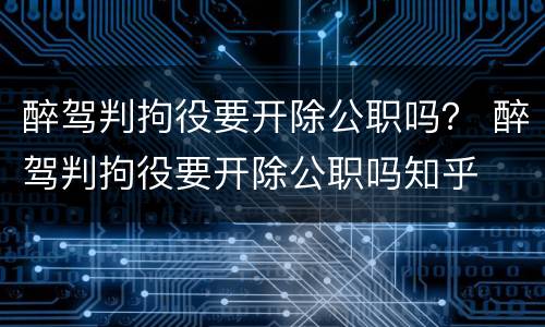 醉驾判拘役要开除公职吗？ 醉驾判拘役要开除公职吗知乎