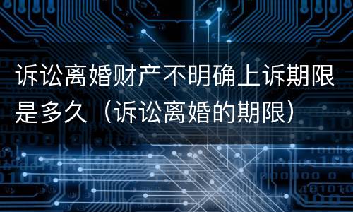 诉讼离婚财产不明确上诉期限是多久（诉讼离婚的期限）