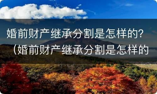 婚前财产继承分割是怎样的？（婚前财产继承分割是怎样的法律规定）