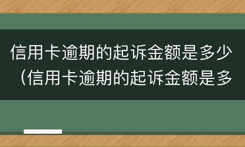 信用卡逾期的起诉金额是多少（信用卡逾期的起诉金额是多少啊）
