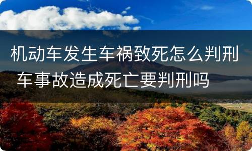 机动车发生车祸致死怎么判刑 车事故造成死亡要判刑吗