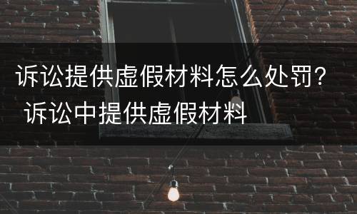 诉讼提供虚假材料怎么处罚？ 诉讼中提供虚假材料