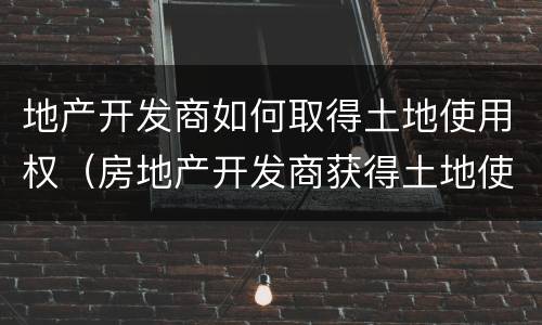地产开发商如何取得土地使用权（房地产开发商获得土地使用权的三种方式）