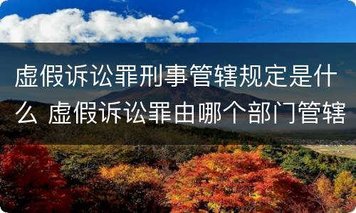 虚假诉讼罪刑事管辖规定是什么 虚假诉讼罪由哪个部门管辖