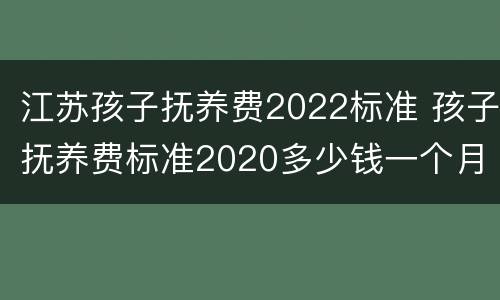 江苏孩子抚养费2022标准 孩子抚养费标准2020多少钱一个月江苏