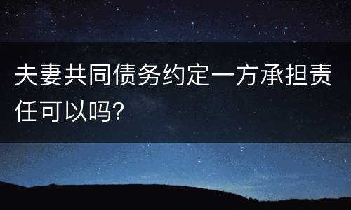 夫妻共同债务约定一方承担责任可以吗？