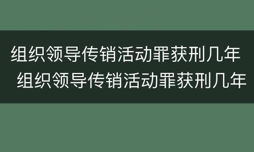 组织领导传销活动罪获刑几年 组织领导传销活动罪获刑几年了