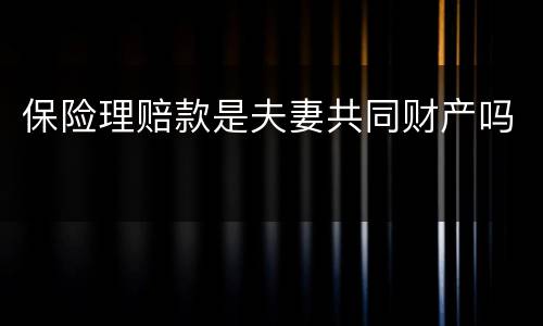 保险理赔款是夫妻共同财产吗