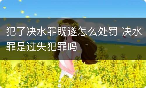 犯了决水罪既遂怎么处罚 决水罪是过失犯罪吗
