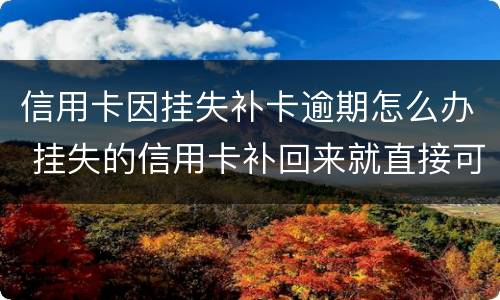 信用卡因挂失补卡逾期怎么办 挂失的信用卡补回来就直接可以用了