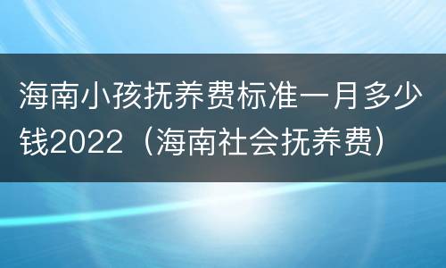 海南小孩抚养费标准一月多少钱2022（海南社会抚养费）