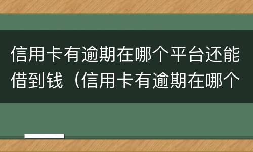 信用卡有逾期在哪个平台还能借到钱（信用卡有逾期在哪个平台还能借到钱有营业执照）