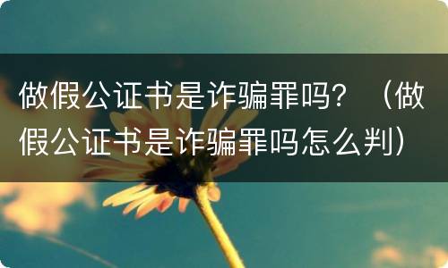 做假公证书是诈骗罪吗？（做假公证书是诈骗罪吗怎么判）