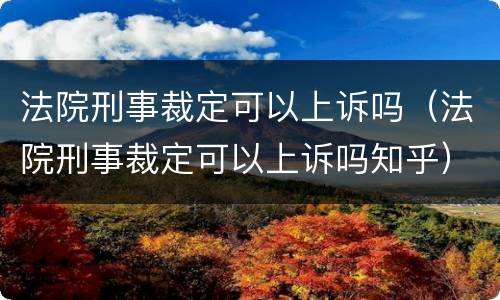 法院刑事裁定可以上诉吗（法院刑事裁定可以上诉吗知乎）